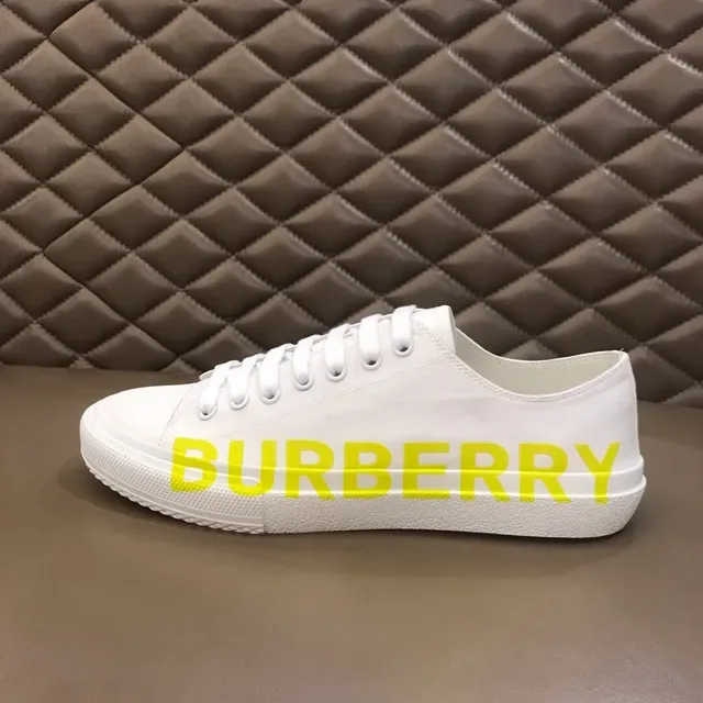Burberry White Yellow Low-Top Canvas-Like Upper Lifestyle Sneakers 2