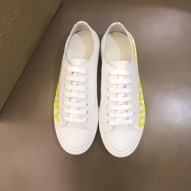 Burberry White Yellow Low-Top Canvas-Like Upper Lifestyle Sneakers 4