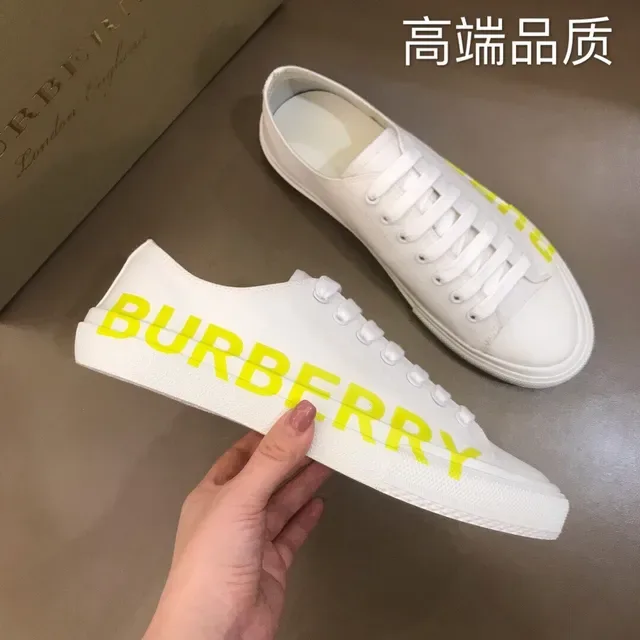 Burberry White Yellow Low-Top Canvas-Like Upper Lifestyle Sneakers 5