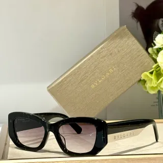 Bvlgari Angular Cat-Eye Marbled Black Gradient Lens Sunglasses