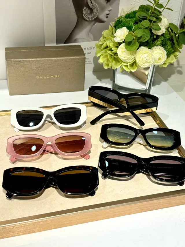 Bvlgari Angular Cat-Eye Marbled Black Gradient Lens Sunglasses 4