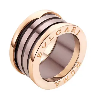 Bvlgari B.zero1 Multi-Band Engraved Rose Gold and Black Ring