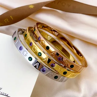 Bvlgari BVLGARI BVLGARI سوار مع نقش حجر كريم وإنليه