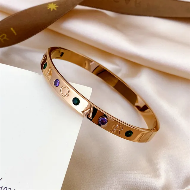 Bvlgari BVLGARI BVLGARI Engraved Gemstone Inlay Bangle Bracelets 2