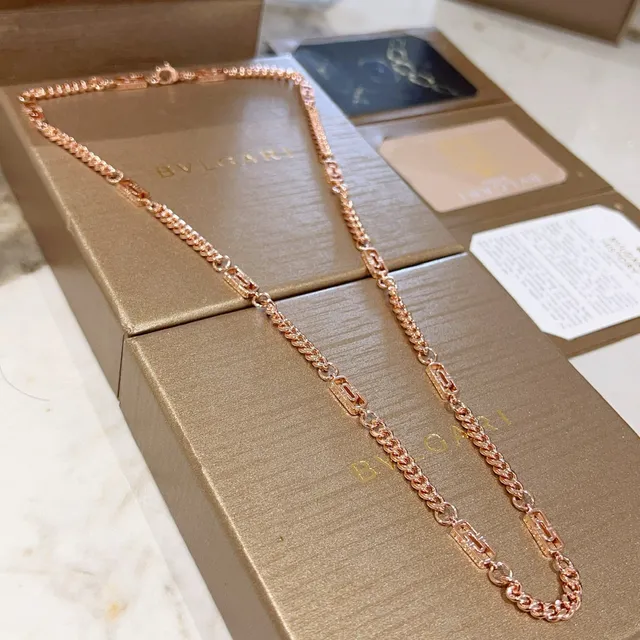 Bvlgari 黄金 黑玫瑰 凸链 单字母链接 细节 项链 5