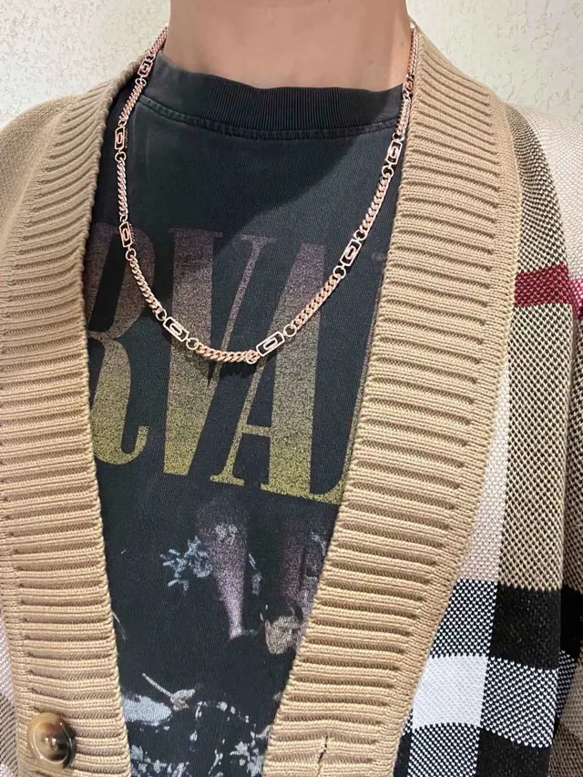 Bvlgari 黄金 黑玫瑰 凸链 单字母链接 细节 项链 9