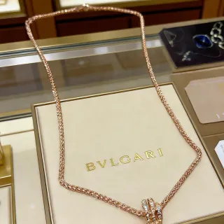 Bvlgari सोने की सफेद गुलाब ब्रेडेड चेन पव डायमंड ट्रिपल बैंड क्लास्प नेकलेस