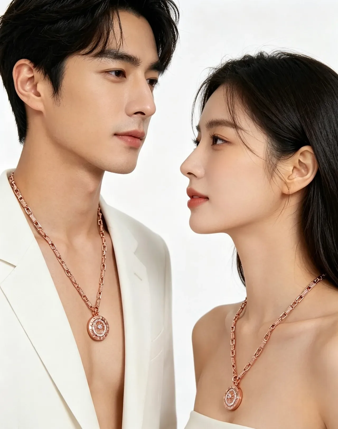 Bvlgari রোজ গোল্ড পাভে ডায়মন্ড ফ্লোরাল পেন্ডেন্ট নেকলেস 5
