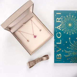 Bvlgari قلادة ذهب وردي بوفيه حجر روزي مروحي
