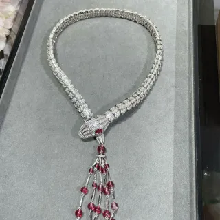 Bvlgari Serpenti Diamond and Ruby Tassel Necklace