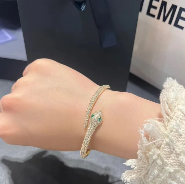 Bvlgari Serpenti Bracelete de ouro com motivo serpenteante verde Pavé-Set 6