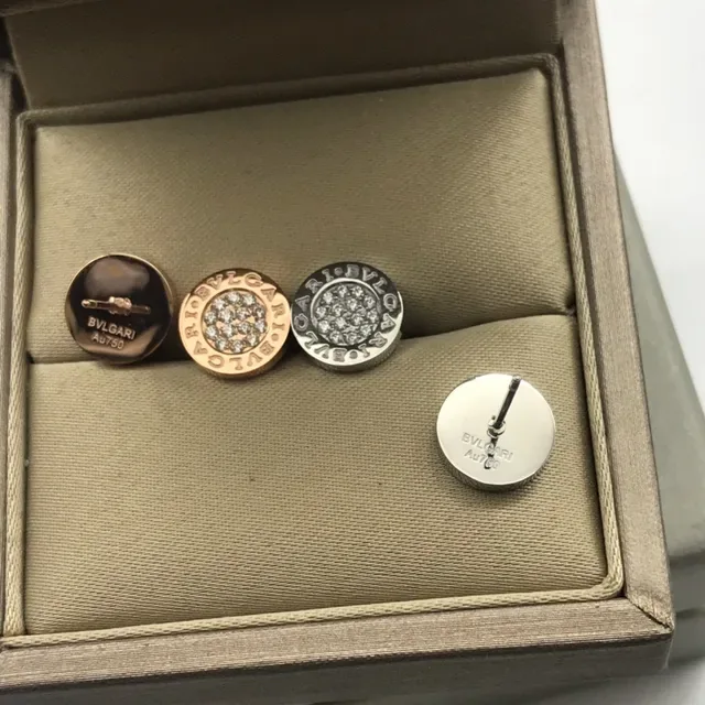 Bvlgari Silver Black Circular Disc Pavé-Set Stones Earrings 5