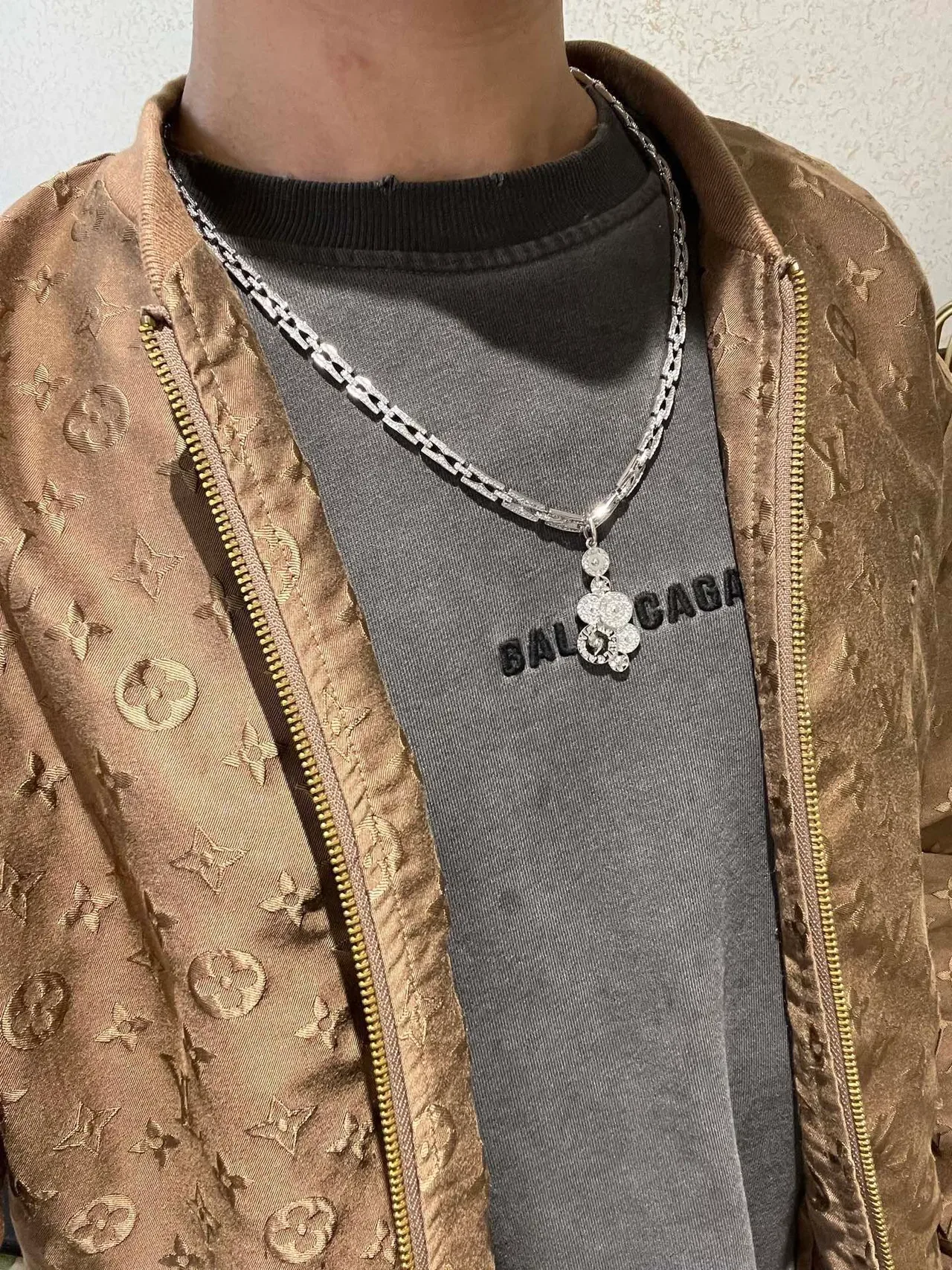 Bvlgari Silver Transparent Pavé-Diamond Chain Multi-Disc Pendant Necklace 5