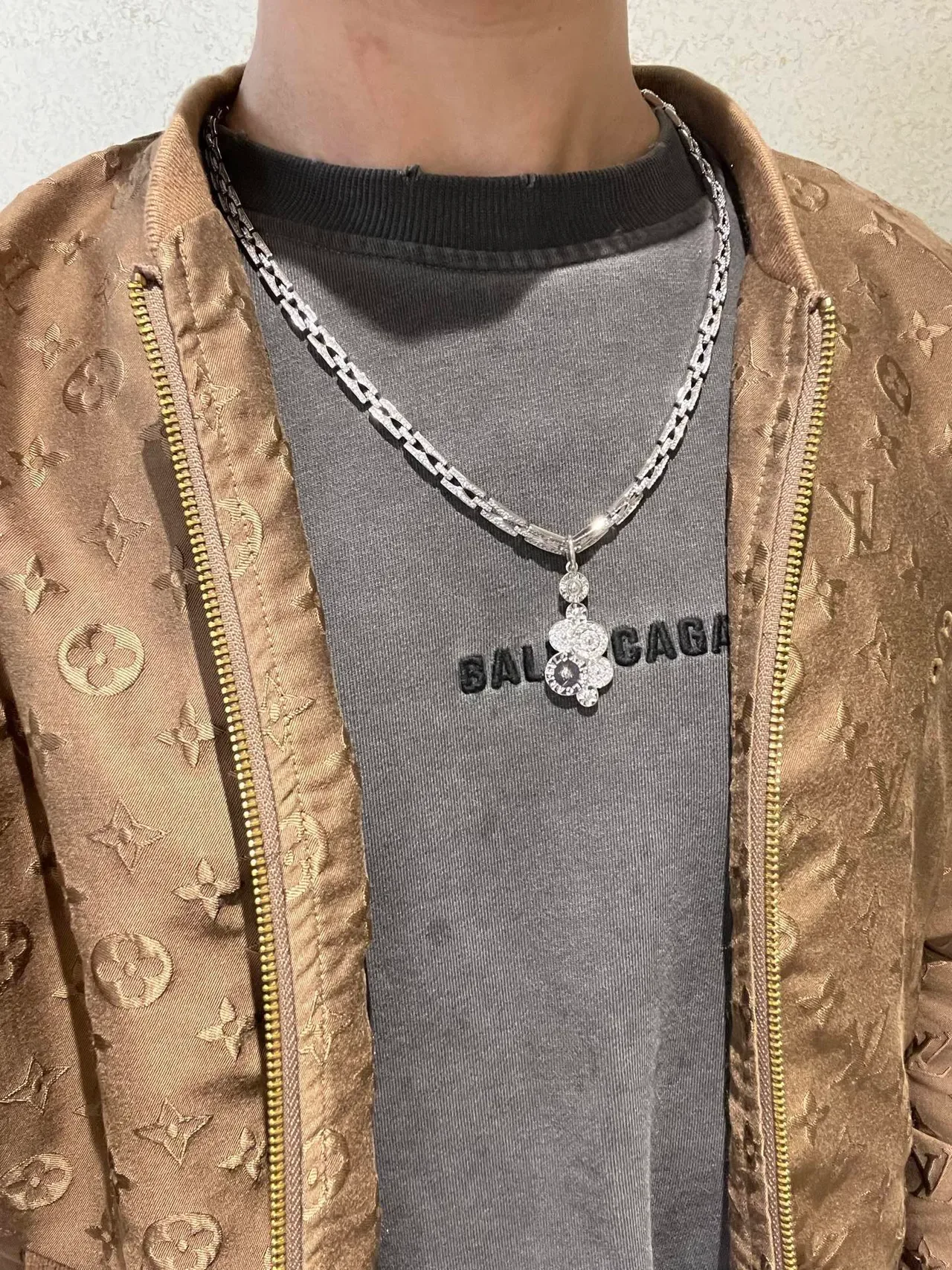 Bvlgari Silver Transparent Pavé-Diamond Chain Multi-Disc Pendant Necklace 8
