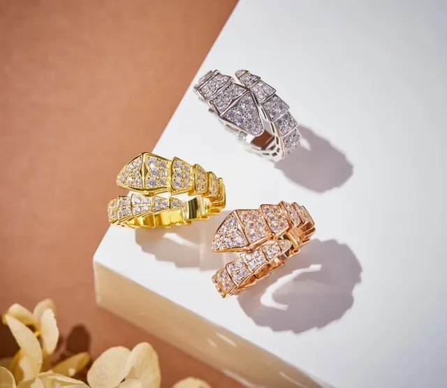 Bvlgari Plata Blanca Anillo Banda Geométrica Articulada Pavé-Set Piedras Claras 8