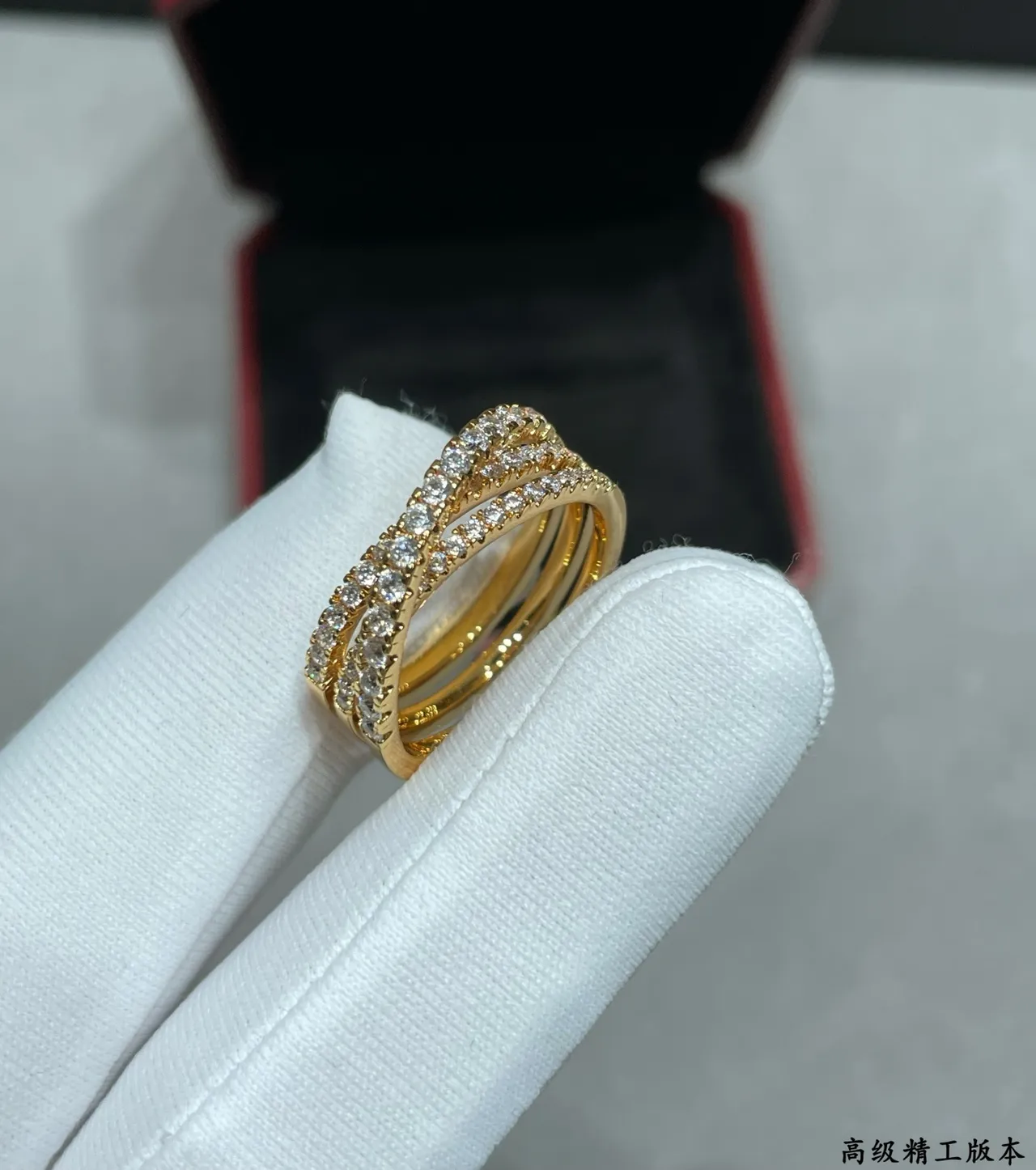 Cartier Or Argent Multi-Bande Pavé-Set Bague 4