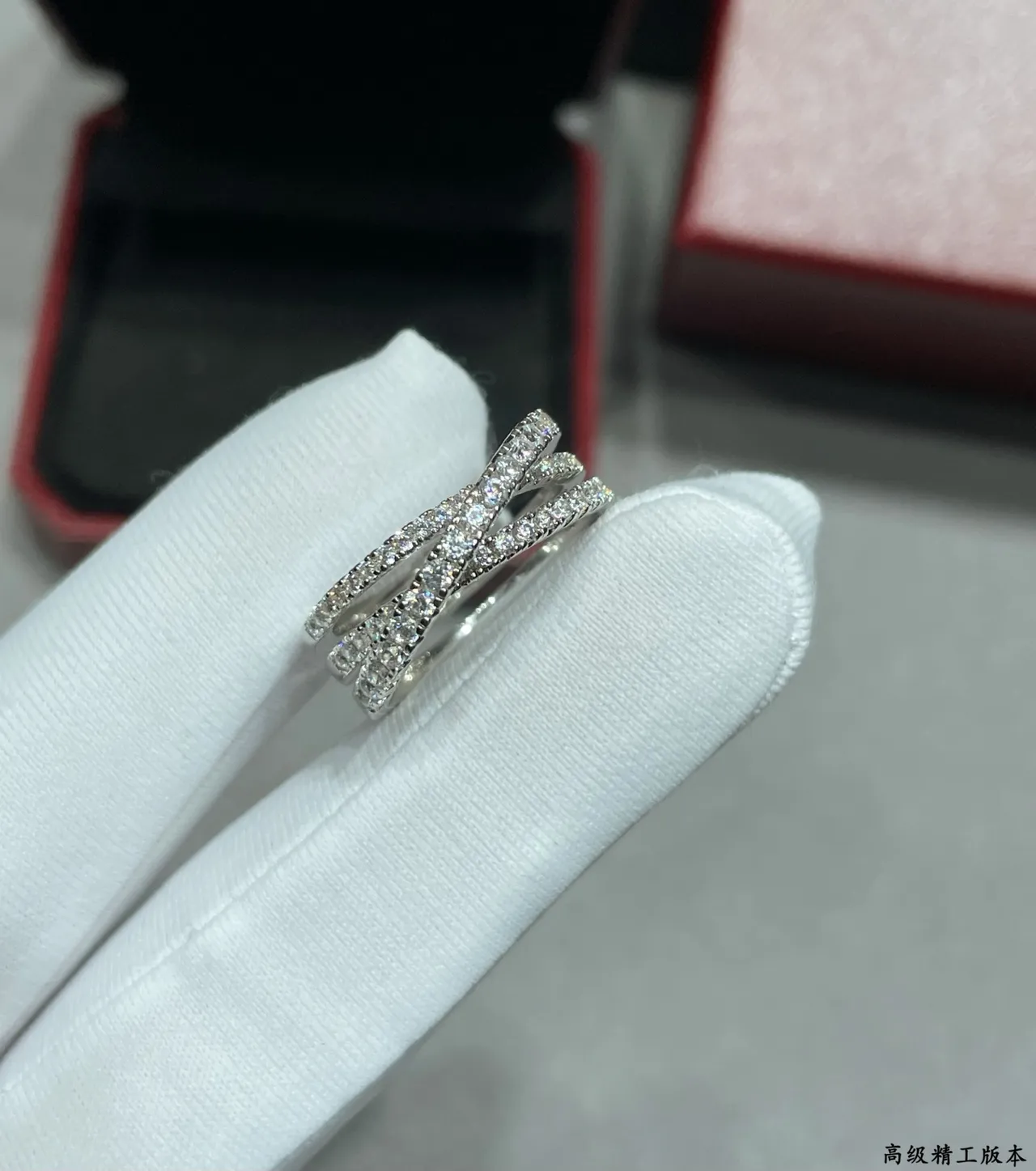 Cartier Or Argent Multi-Bande Pavé-Set Bague 5