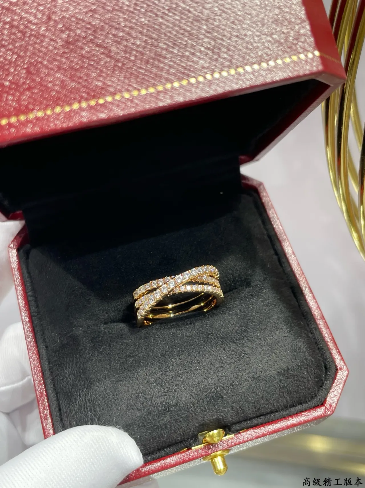 Cartier Or Argent Multi-Bande Pavé-Set Bague 6