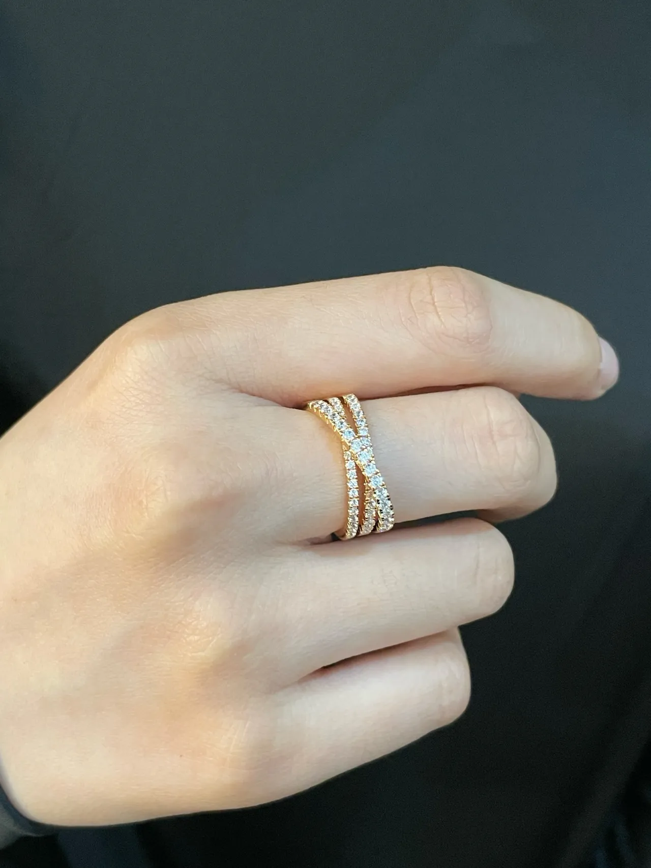 Cartier Or Argent Multi-Bande Pavé-Set Bague 9