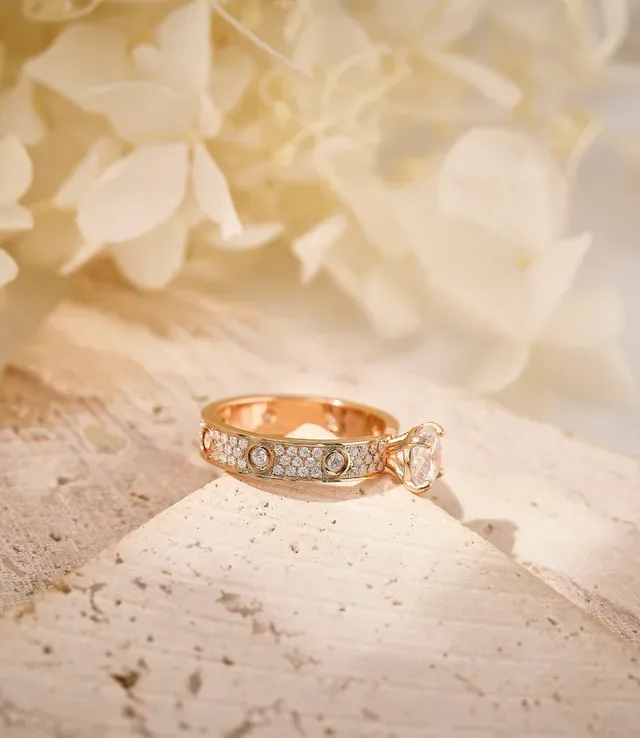 Cartier Gold White Rose Pavé-Set Ring 2