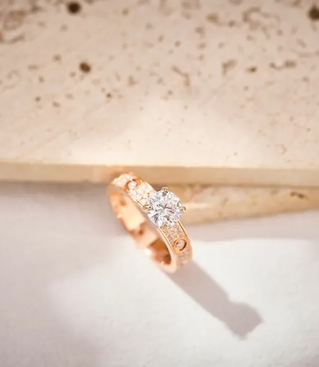 Cartier Gold White Rose Pavé-Set Ring 3