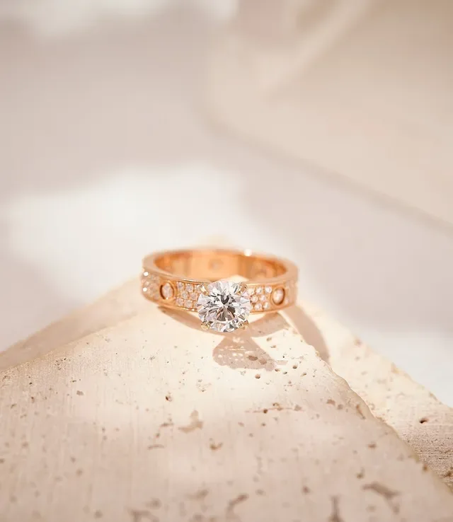 Cartier Gold White Rose Pavé-Set Ring 4