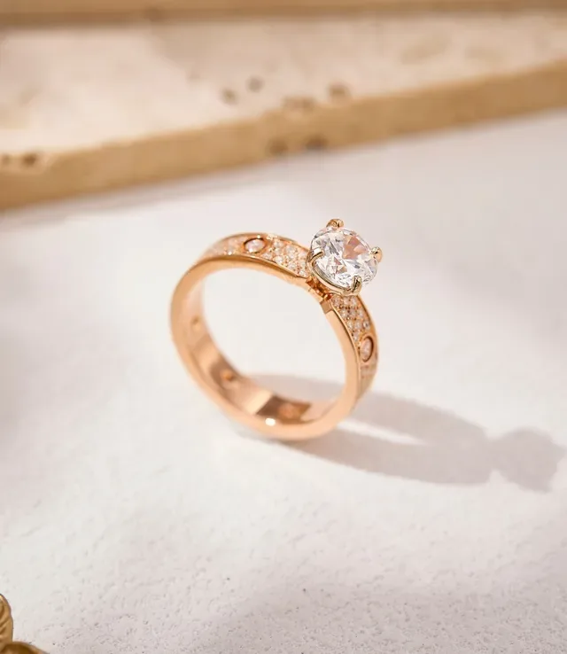 Cartier Gold White Rose Pavé-Set Ring 5
