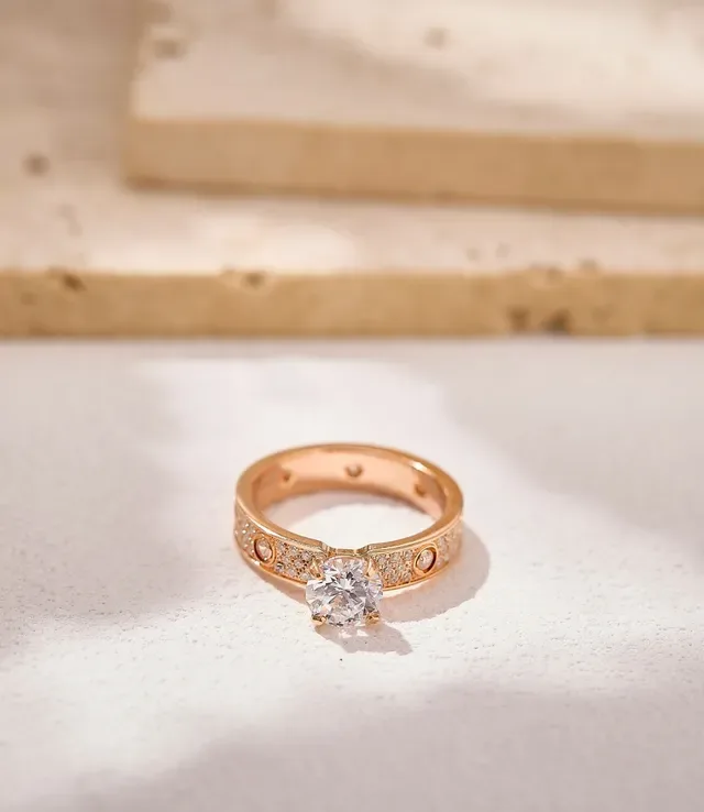 Cartier Gold White Rose Pavé-Set Ring 6
