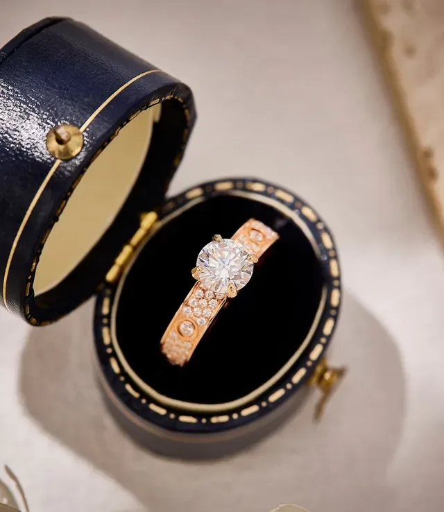 Cartier Gold White Rose Pavé-Set Ring 7