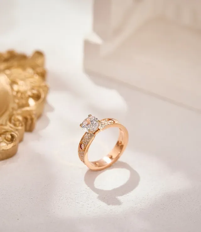 Cartier Gold White Rose Pavé-Set Ring 8
