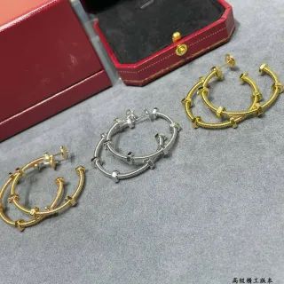 Cartier Juste un Clou सोने चांदी कर्कश तार हूप इयररिंग्स हेक्सागोनल नट एक्सेंट्स