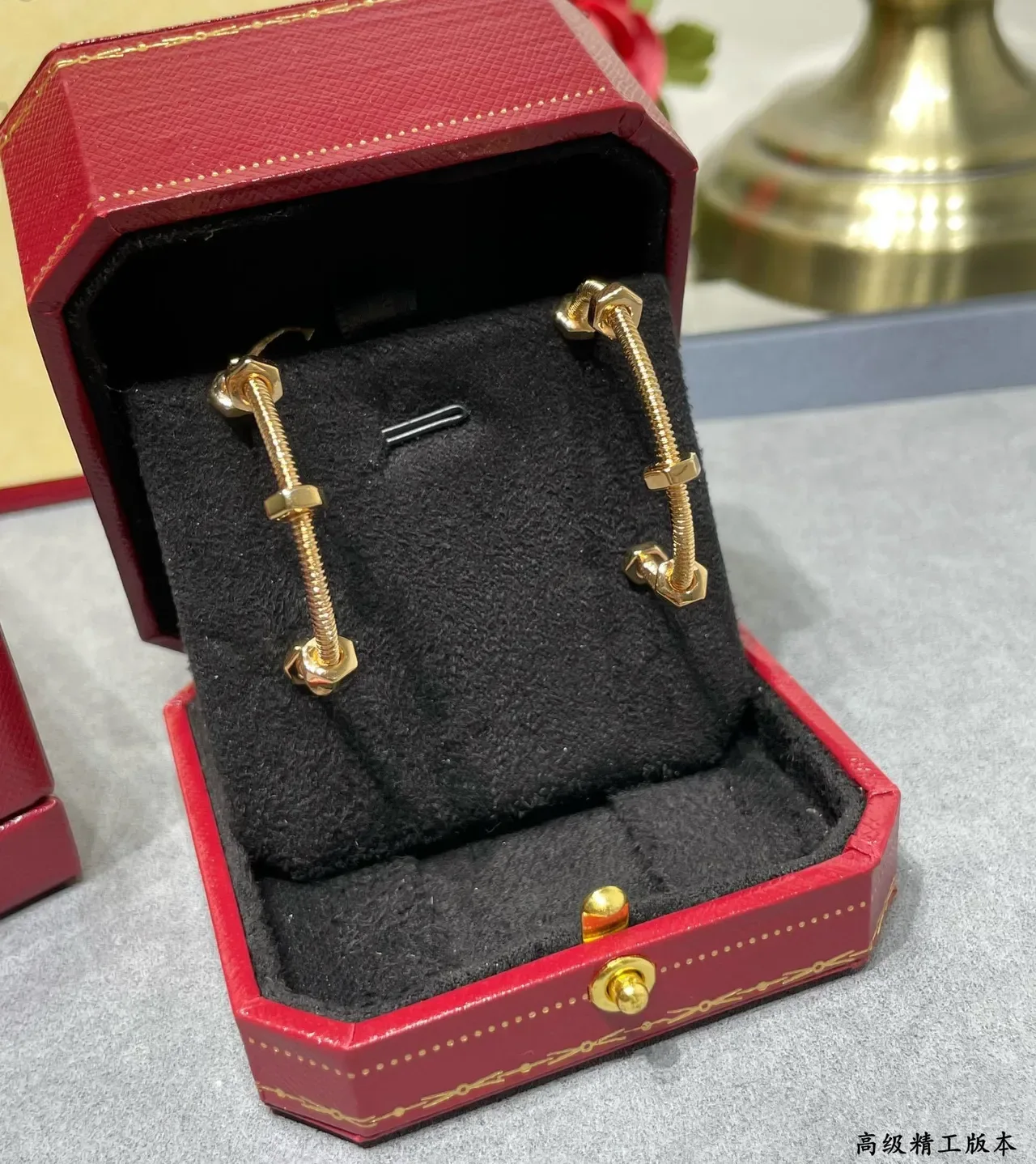 Cartier Juste un Clou أقراط ذهبية فضية سلك ملفوف حلق زخارف براغي سداسية 5