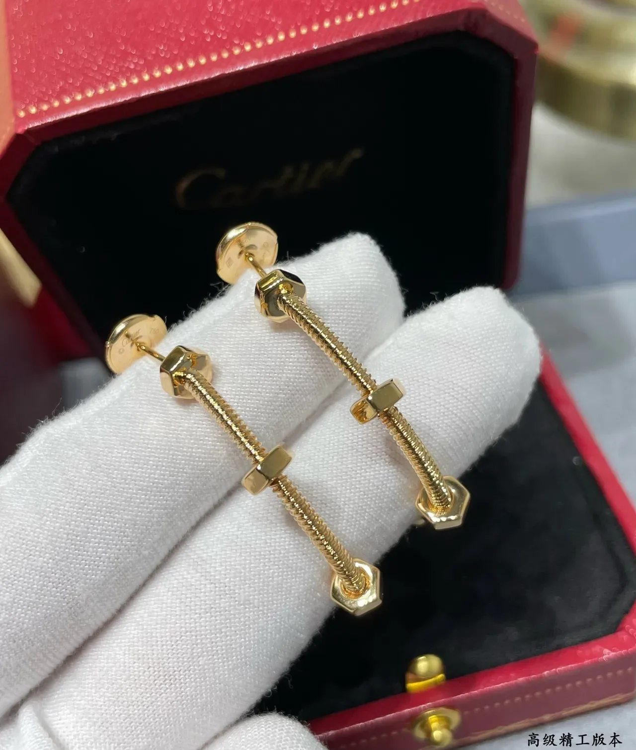 Cartier Juste un Clou أقراط ذهبية فضية سلك ملفوف حلق زخارف براغي سداسية 6