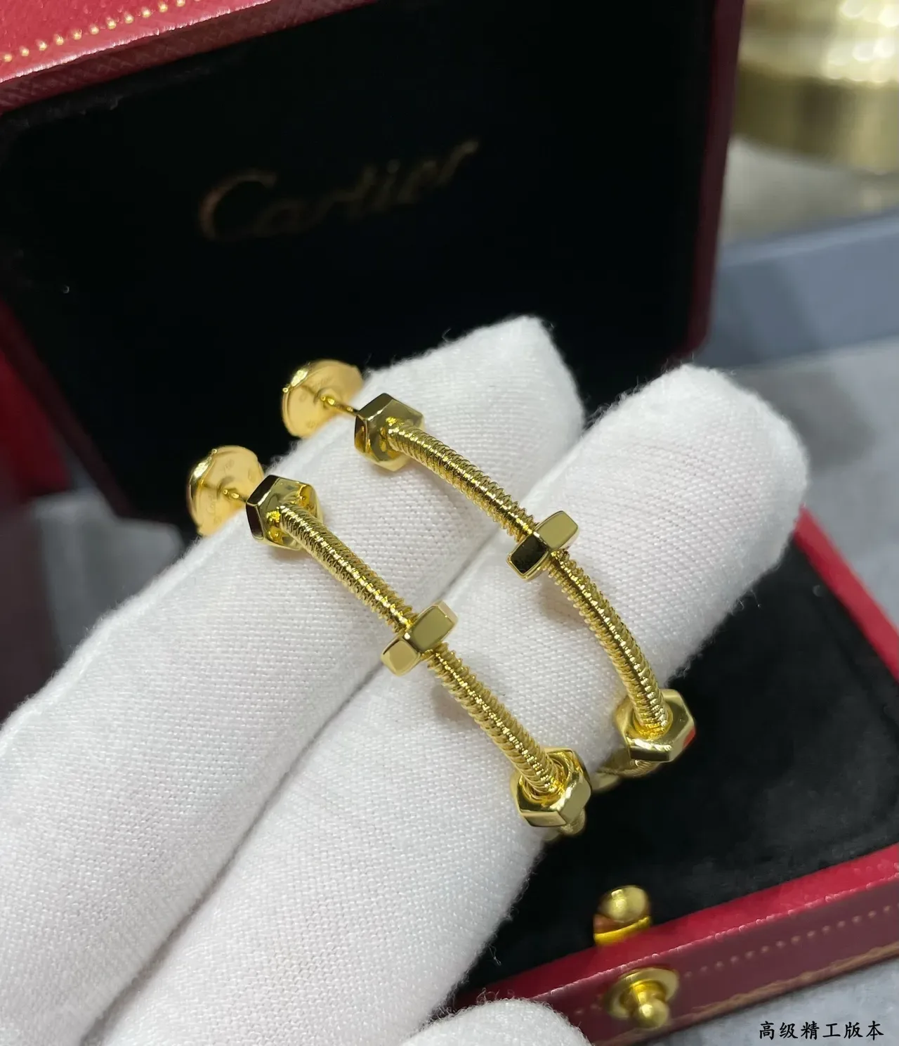 Cartier Juste un Clou أقراط ذهبية فضية سلك ملفوف حلق زخارف براغي سداسية 8