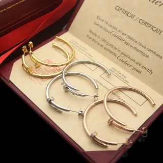 Cartier Juste un Clou सोना रू्पो खोला हूप पावे-सेट ईयररिंग्स