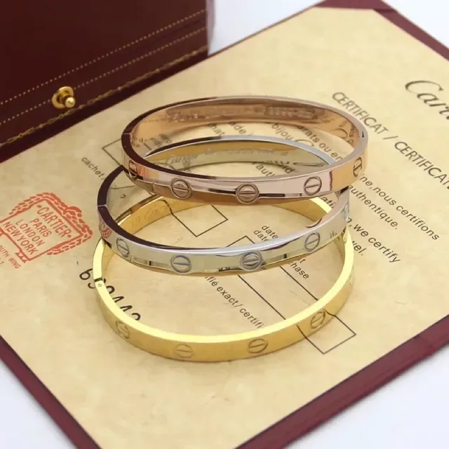 Cartier Love Bracelet সোনা গোলাপি সোনা রূপা স্ট্যাকেবল স্ক্রু মোটিফ ক্রিস্টাল ব্রেসলেট 4