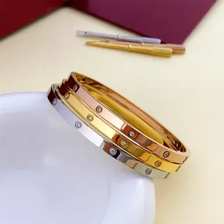 Cartier Love Bracelet Triple-Tone Bezel-Set Screw Motif Bracelets