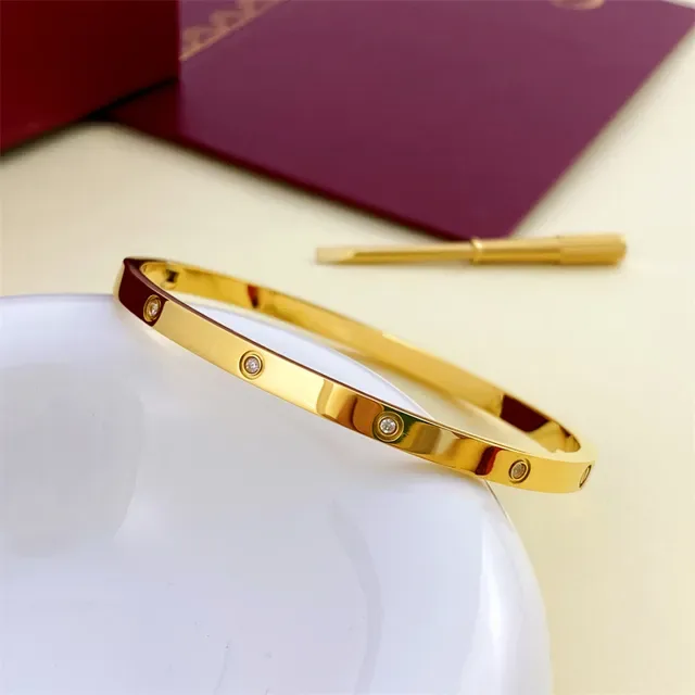Cartier Love Bracelet 三色金 贝塞尔镶嵌 螺纹图案 手链 7