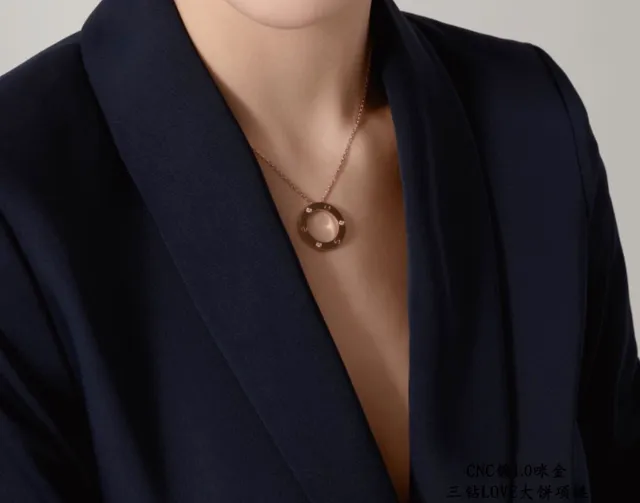 Cartier Love Ouro Prata Anel Circular Aberto Pingente Bisel com Parafuso Colar 9