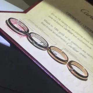 Cartier Love রুপা সোনা মসৃণ পালিশ ব্যান্ড সিঙ্গেল বেজেল সেট ডায়মন্ড রিং