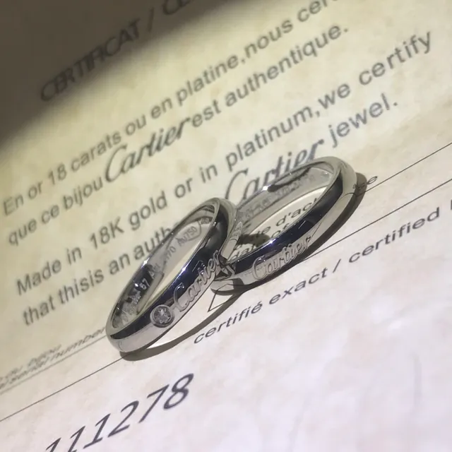 Cartier Love Silver Gold Smooth Polished Band Single Bezel-Set Diamond Ring 2