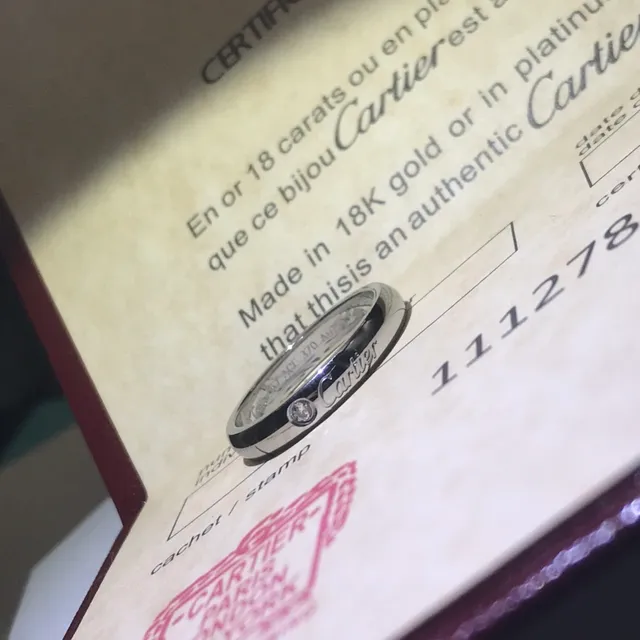 Cartier Love Silver Gold Smooth Polished Band Single Bezel-Set Diamond Ring 5