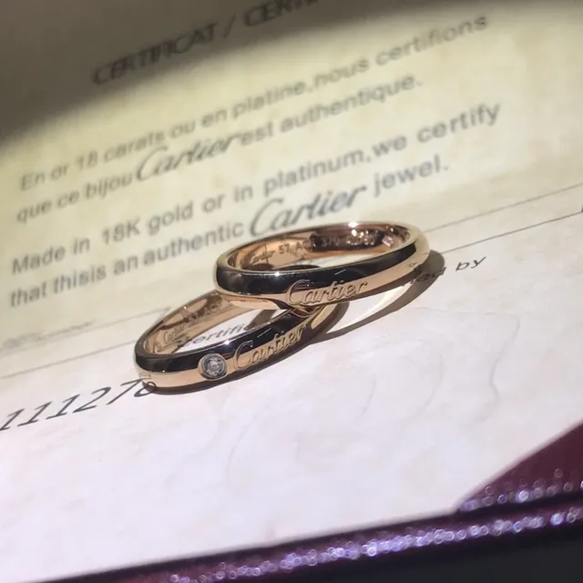 Cartier Love Silver Gold Smooth Polished Band Single Bezel-Set Diamond Ring 6