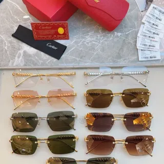 Cartier Santos de Cartier نظارات شمسية بدون إطار شريط علوي مدبب