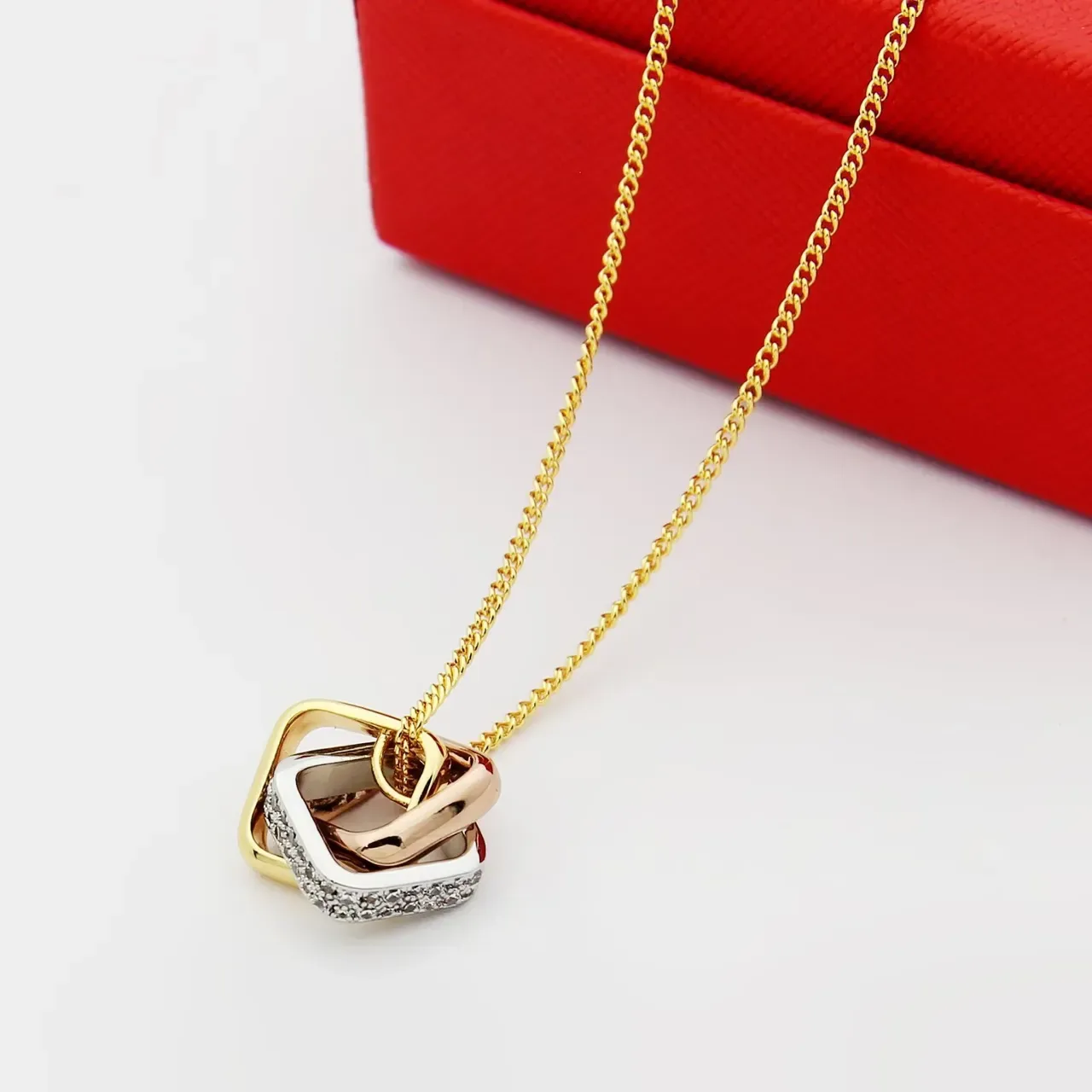 Collar Cartier Trinity Pavé Diamante Oro Tricolor 5