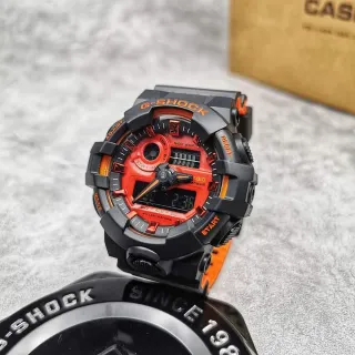 Casio G-Shock GA-100 Black and Orange Sports Watch
