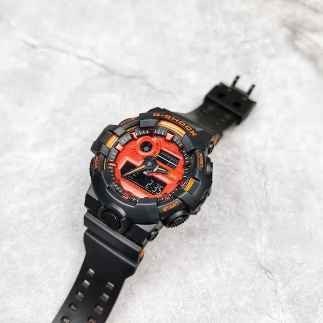 Casio G-Shock GA-100 Reloj Deportivo Negro y Naranja 3