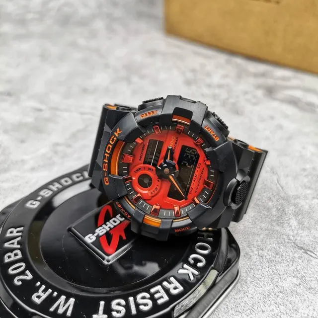 Casio G-Shock GA-100 Reloj Deportivo Negro y Naranja 5