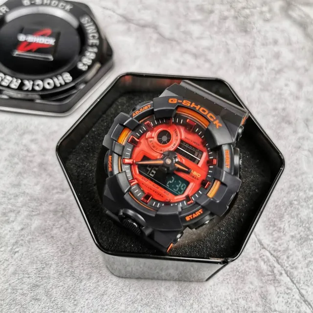 Casio G-Shock GA-100 Reloj Deportivo Negro y Naranja 6