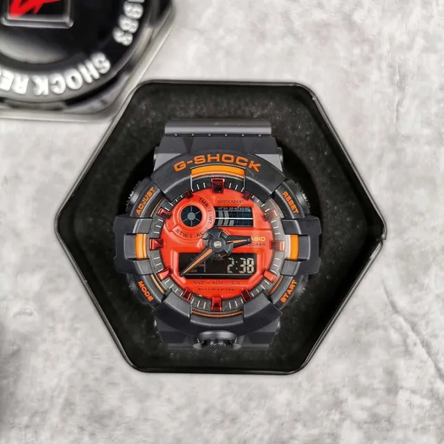 Casio G-Shock GA-100 Reloj Deportivo Negro y Naranja 7